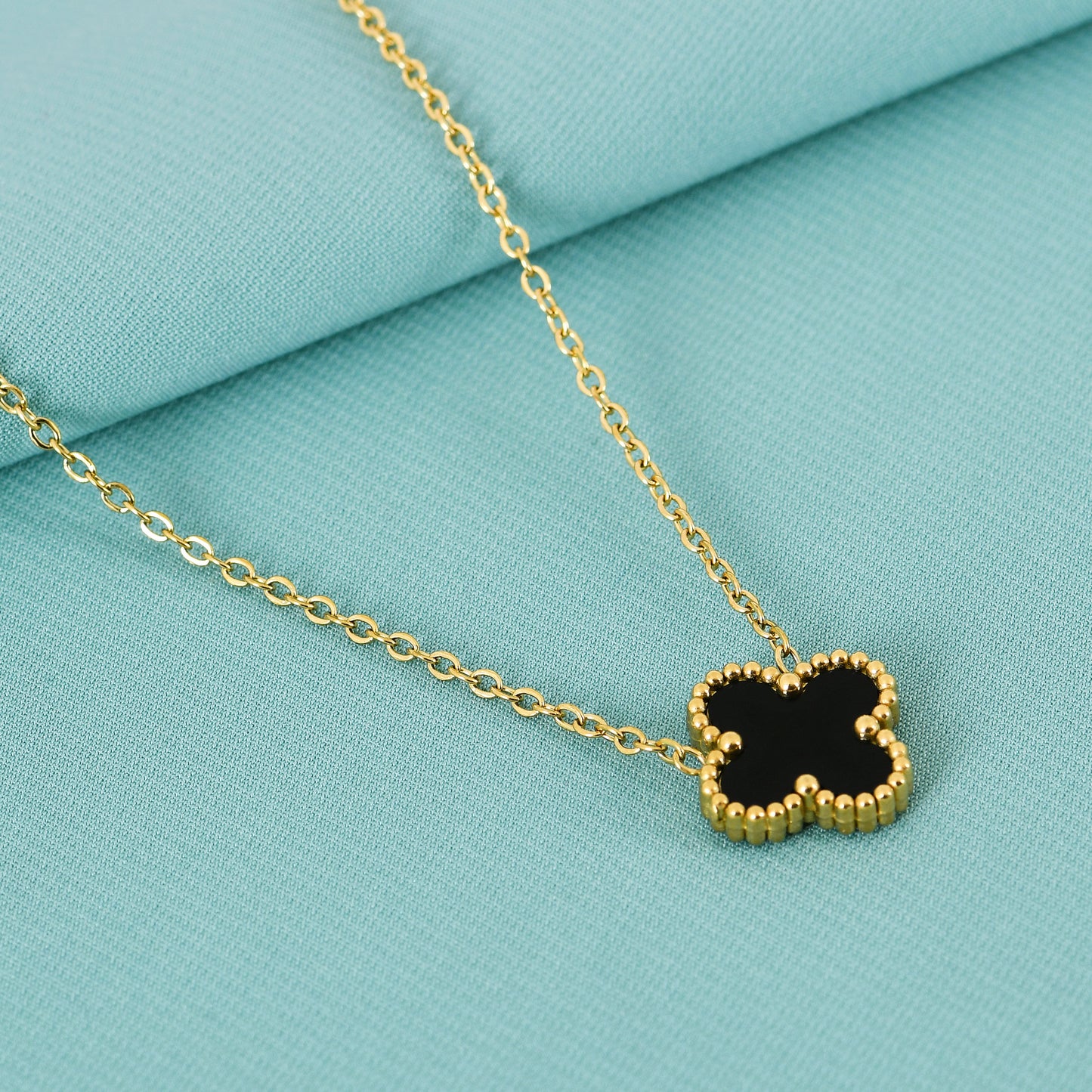 Gold Black Clover Necklace