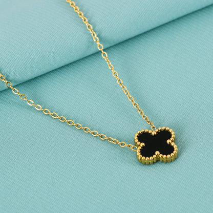 Gold Black Clover Necklace
