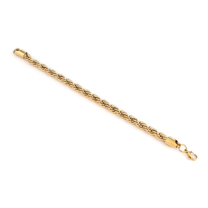 Men Rope Gold Bracelet and Chain Combo