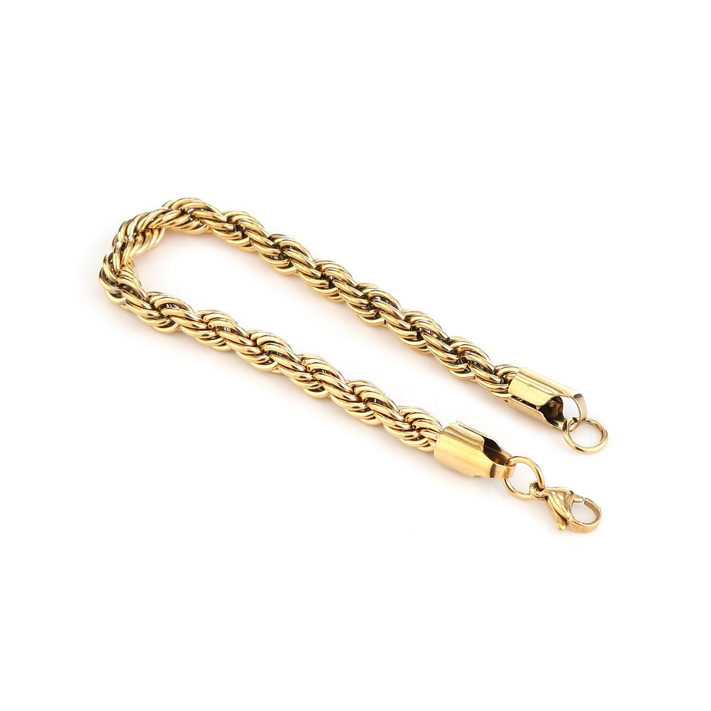 Men Rope Gold Bracelet and Chain Combo