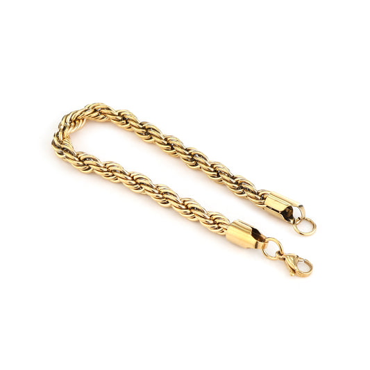Gold Rope Chain Mens Bracelet (22 cm)