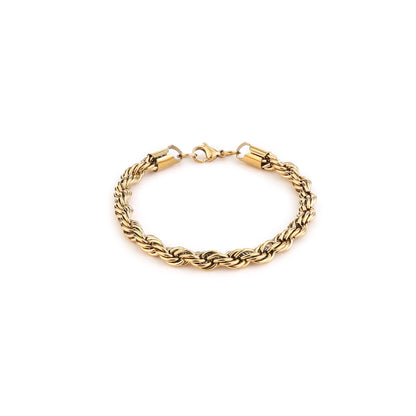 Men Rope Gold Bracelet and Chain Combo