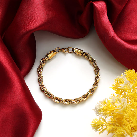 Gold Rope Chain Mens Bracelet (22 cm)