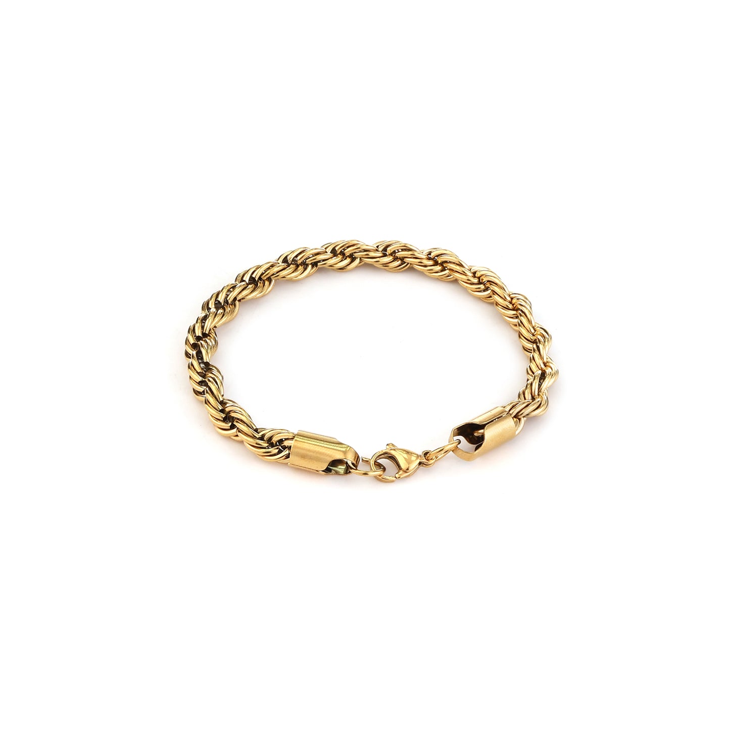 Men Rope Gold Bracelet and Chain Combo