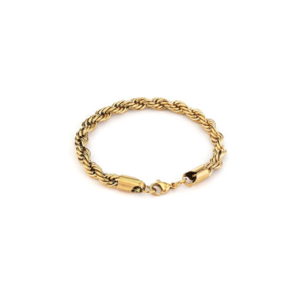 Men Rope Gold Bracelet and Chain Combo