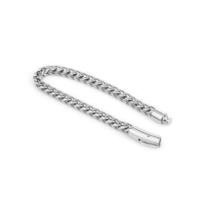 Men Silver Cuban Bracelet and Chain Combo