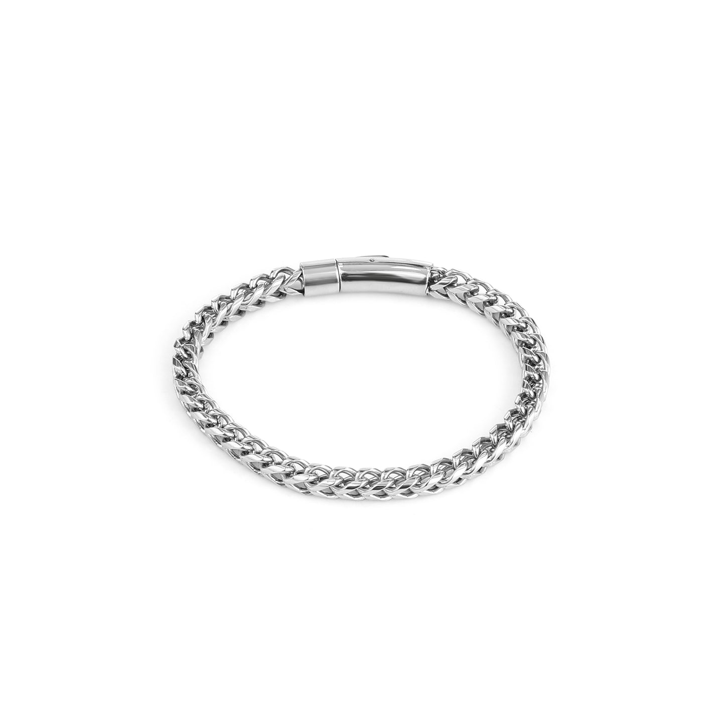 Men Silver Cuban Bracelet and Chain Combo