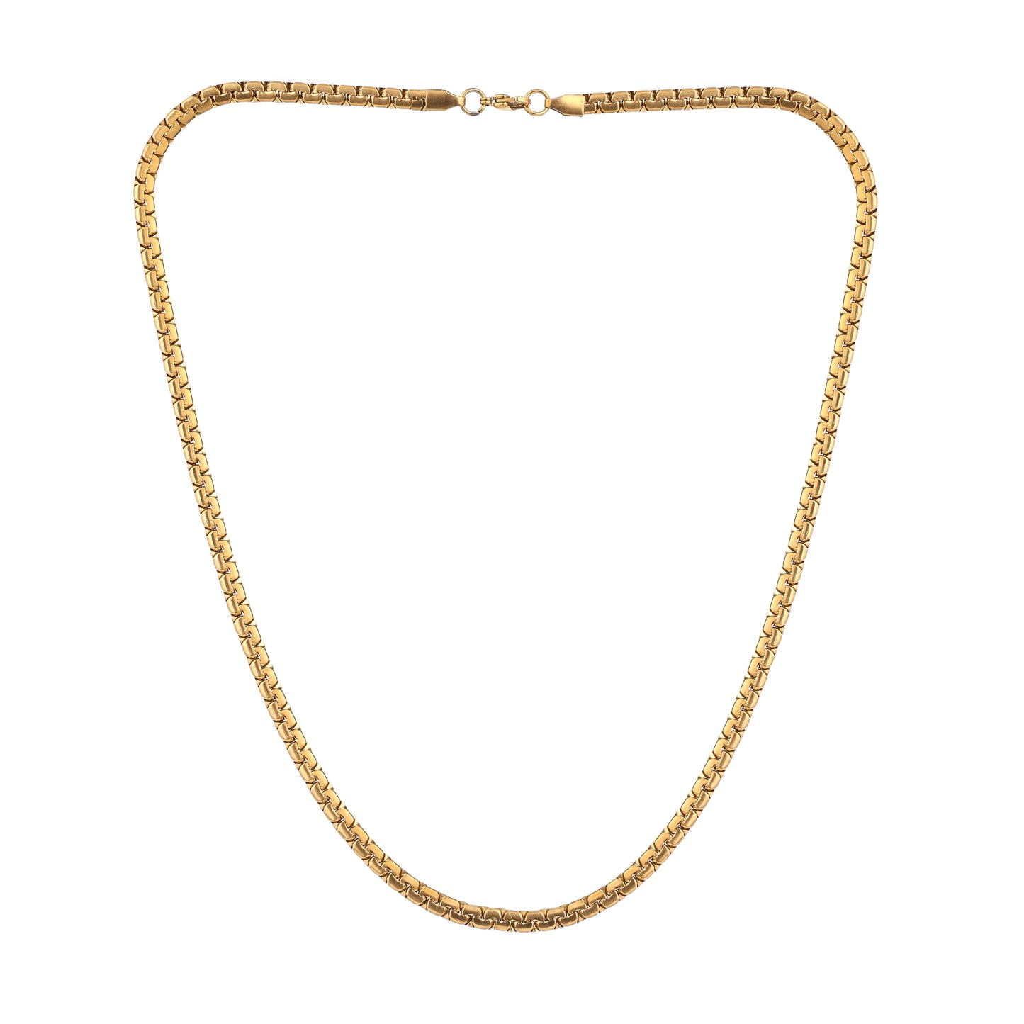 Men Gold Box Link Chain - 21.5 Inch