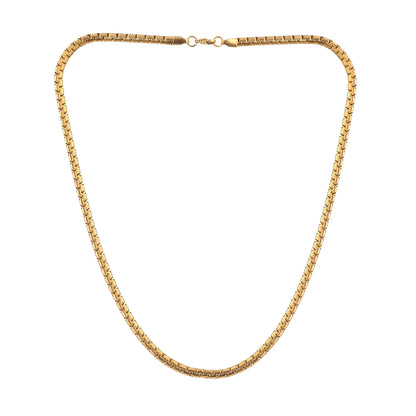Men Gold Box Link Chain - 21.5 Inch