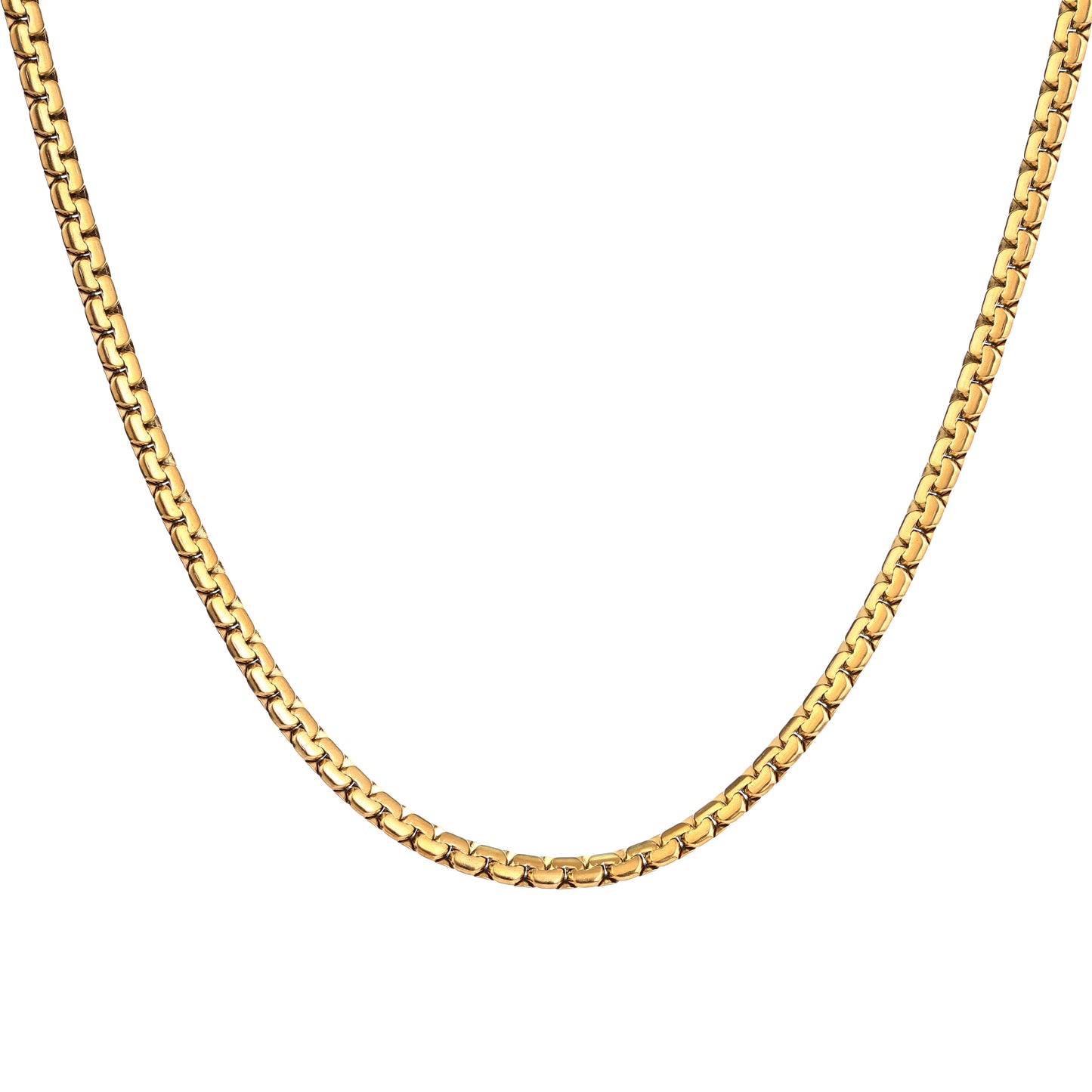 Men Gold Box Link Chain - 21.5 Inch