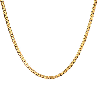 Men Gold Box Link Chain - 21.5 Inch