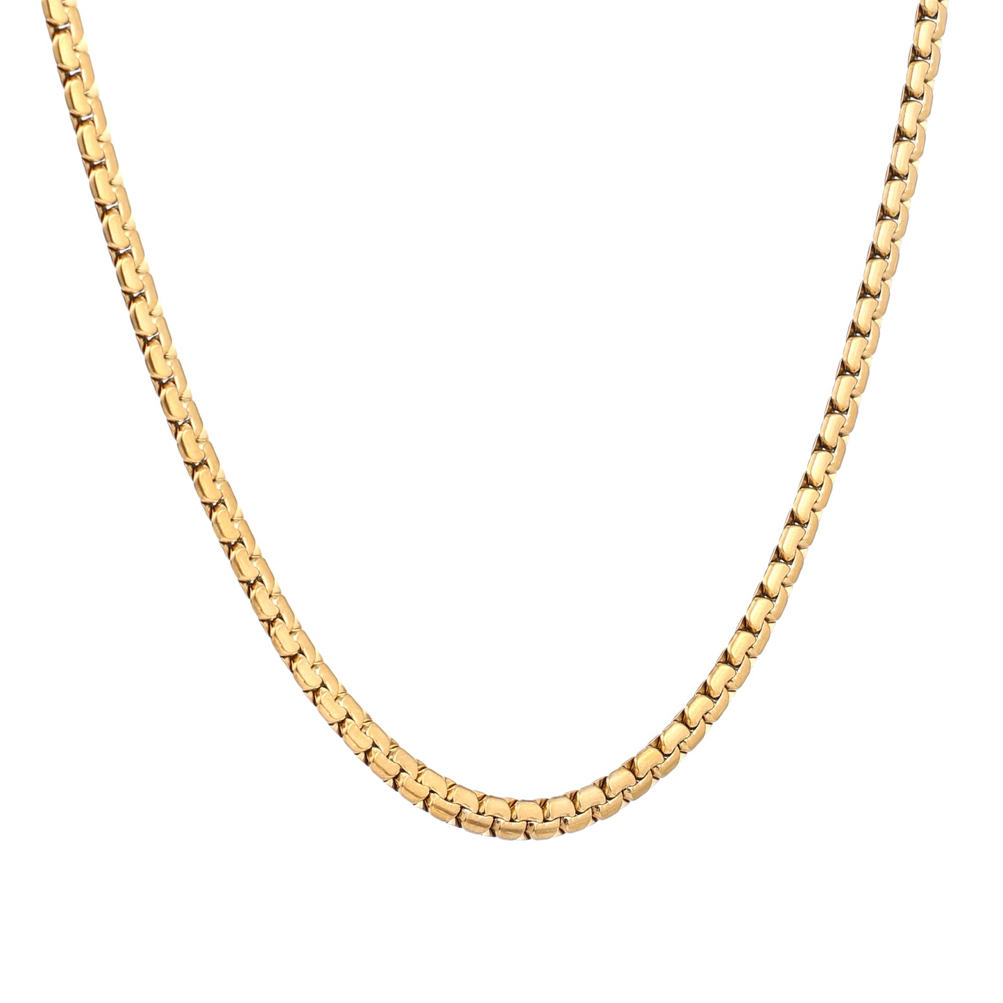 Men Gold Box Link Chain - 21.5 Inch