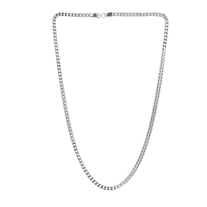 Men Silver Cuban Bracelet and Chain Combo