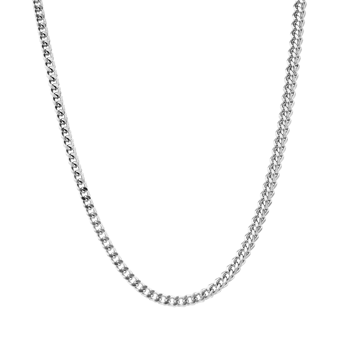 Men Silver Cuban Bracelet and Chain Combo