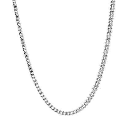 Men Silver Cuban Bracelet and Chain Combo