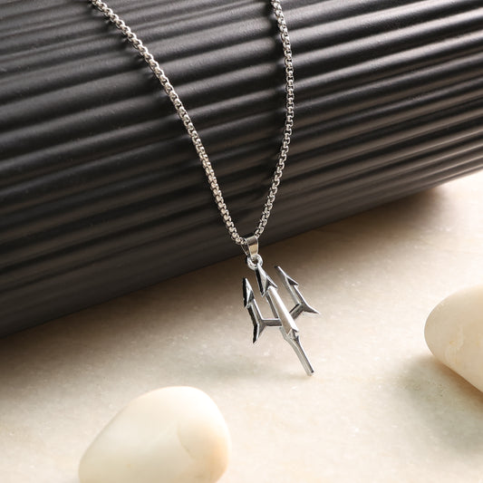 Silver Trishul Pendant Chain