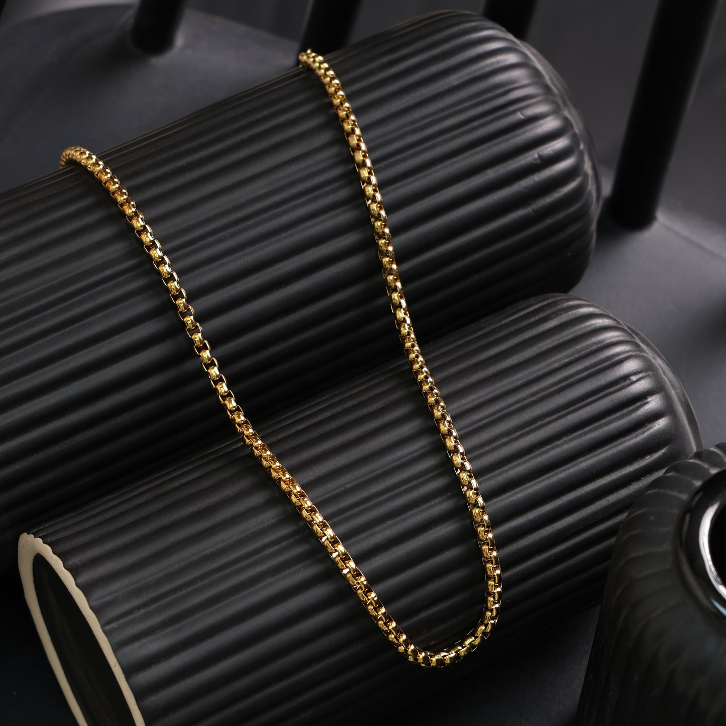 Men Gold Box Chain - 21.5 Inch