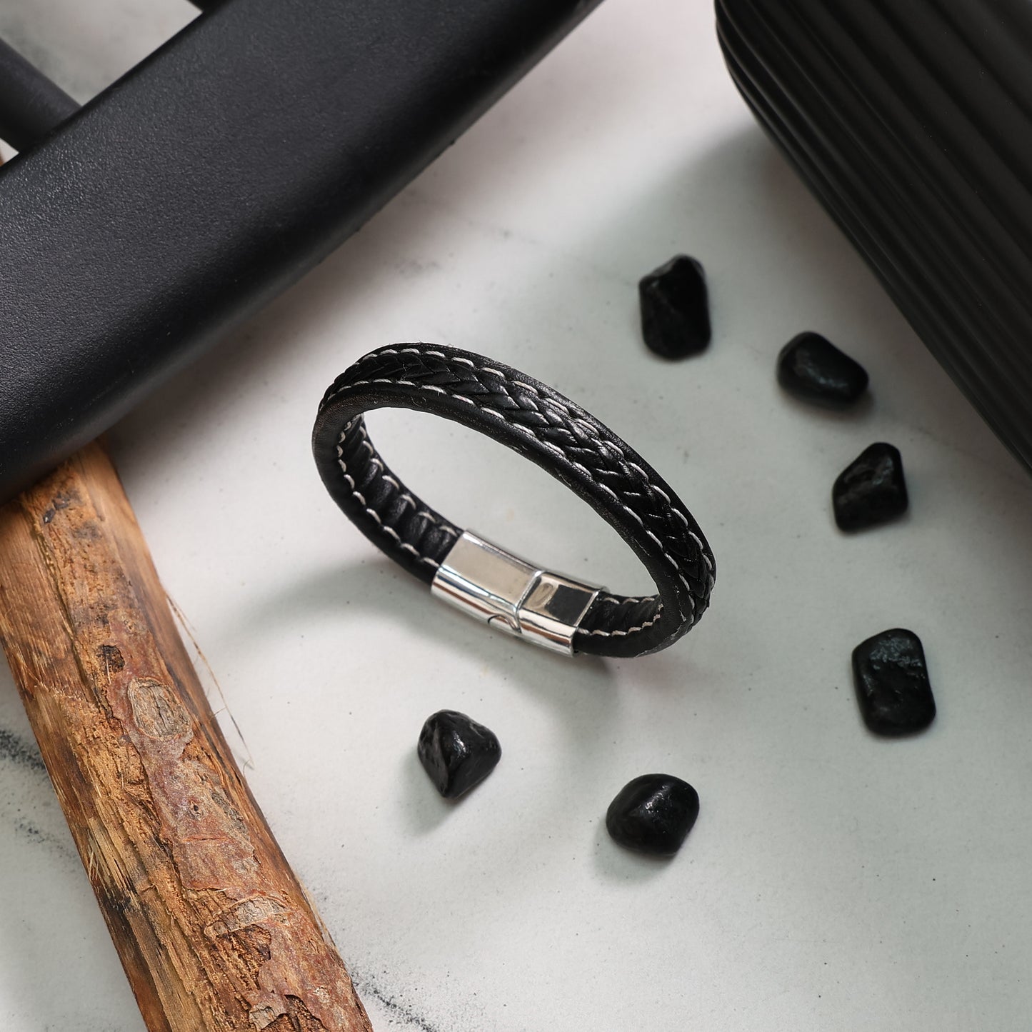 Black Leather Bracelet (20cm)