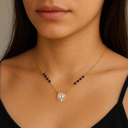 Gold Heart Mangalsutra Necklace
