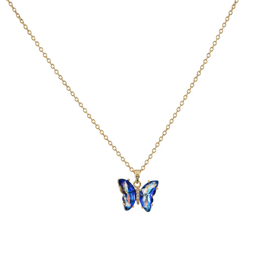 Blue Crystal Gold Butterfly Necklace for Women – elegant butterfly necklace perfect for daily or party wear