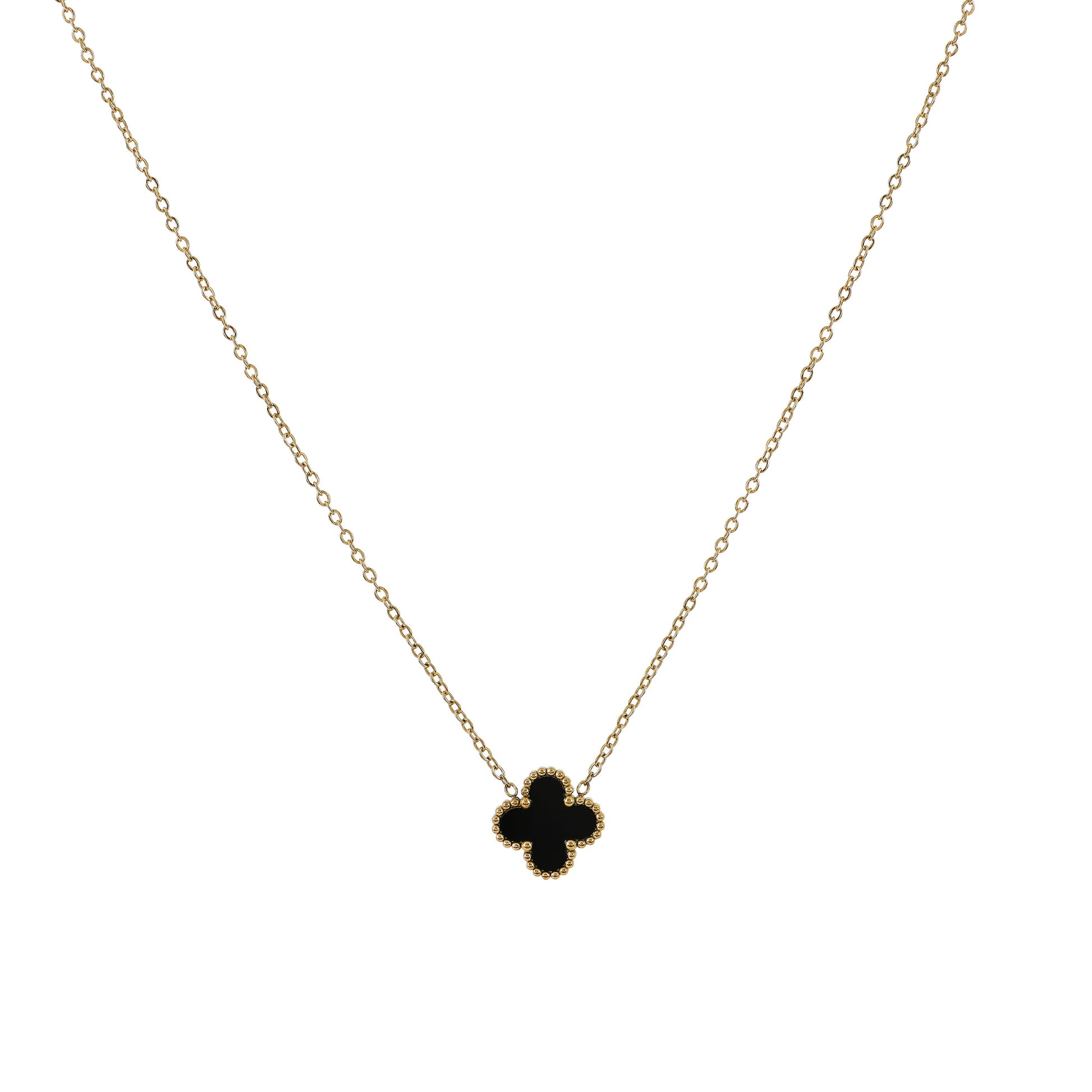 Gold Black Clover Necklace For Women – a stylish black necklace with a gold finish for modern looks