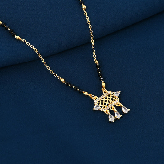 Gold CZ Charm Mangalsutra For Women in gold Hindu mangalsutra design – elegant and traditional style
