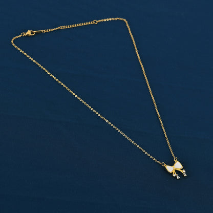 Gold CZ Ribbon Bow Necklace For Women – stylish and affordable among modern necklace designs with price visible online