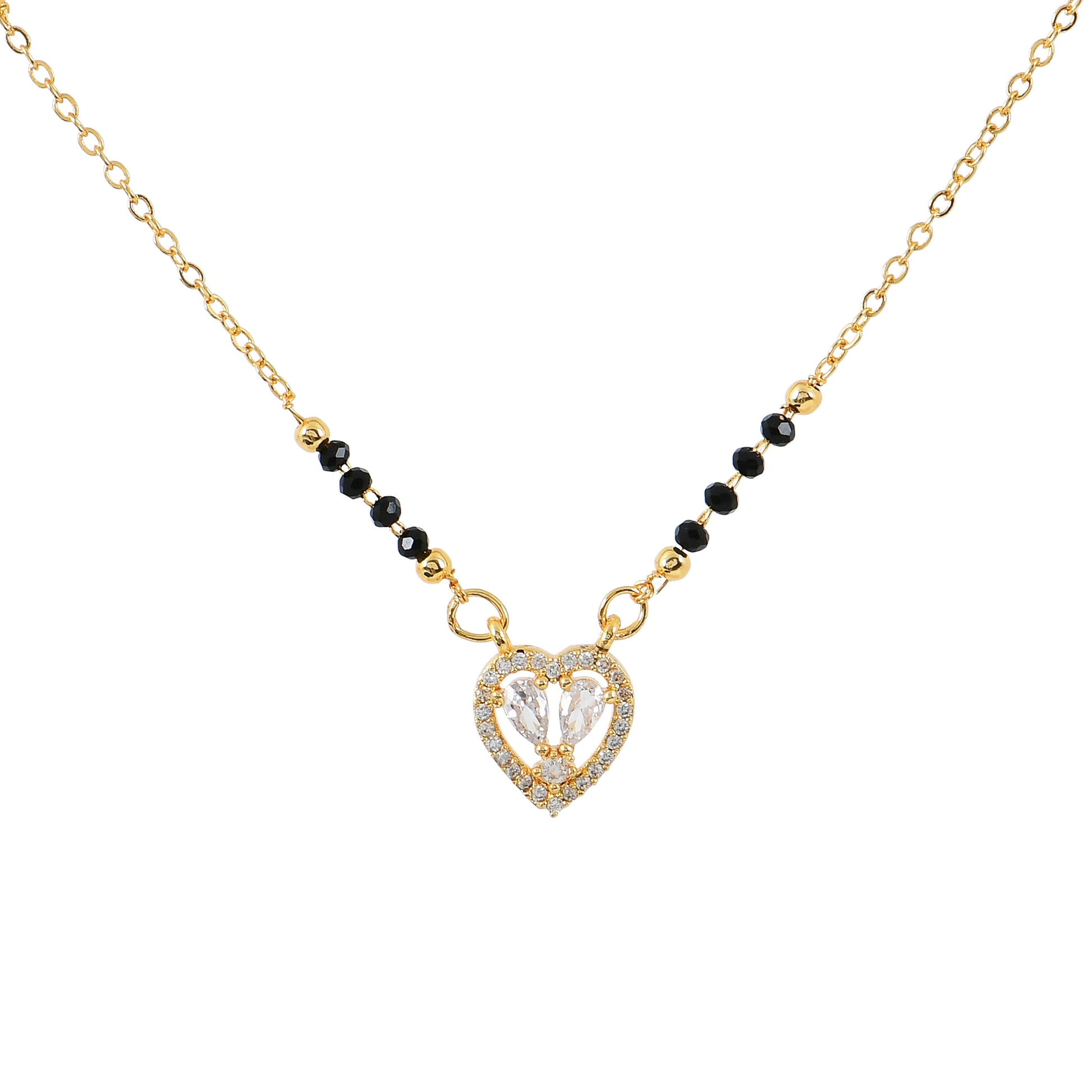 Gold Heart Mangalsutra for Women – traditional and stylish black beads mangalsutra