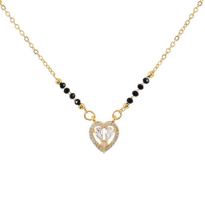Gold Heart Mangalsutra for Women – traditional and stylish black beads mangalsutra