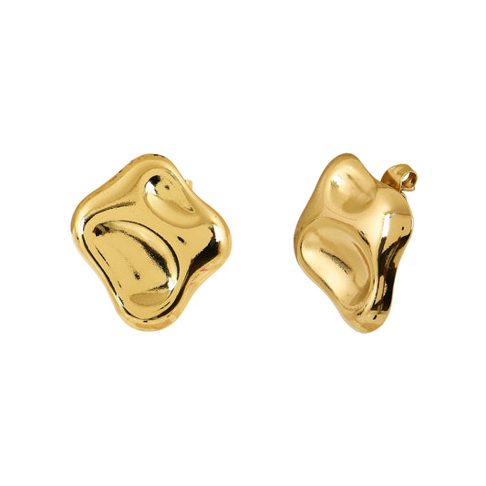 Gold Molten Stud Earrings For Women – premium gold stud earrings with a shiny, polished finish