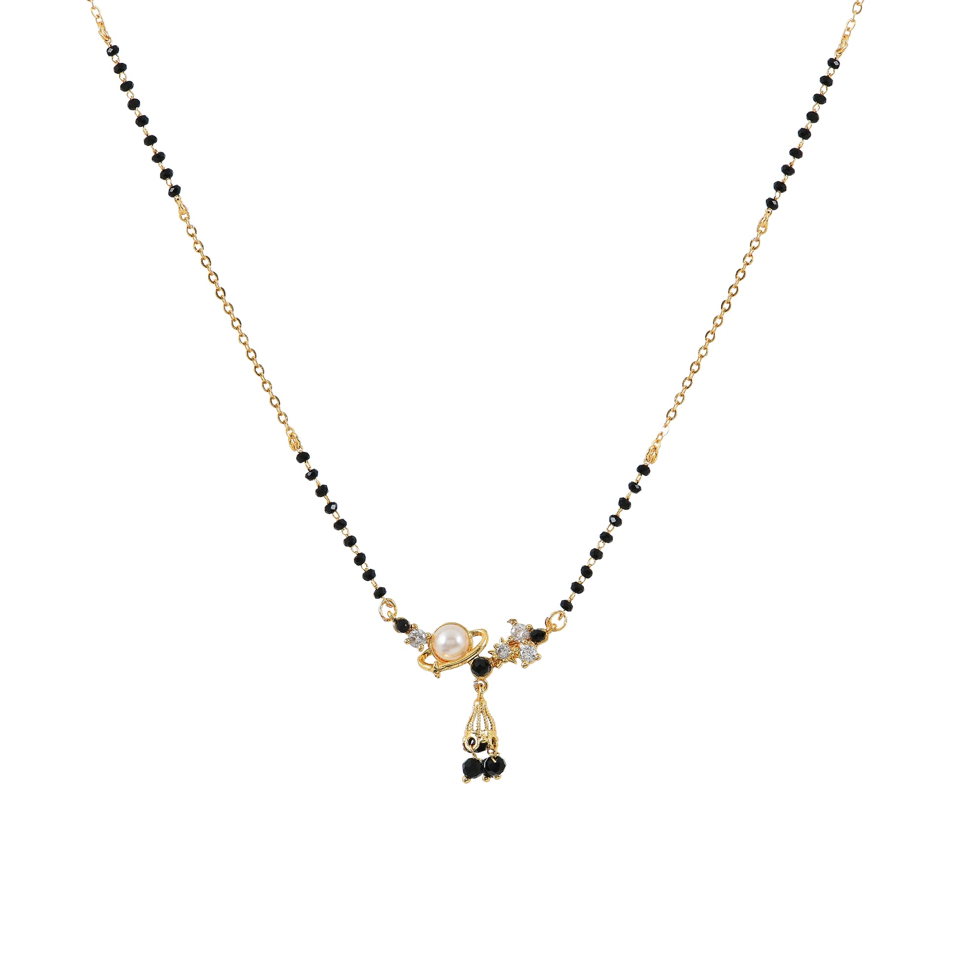 Gold Pearl Floral Mangalsutra For Women – classic gold mangalsutra pendant with pearl floral touch