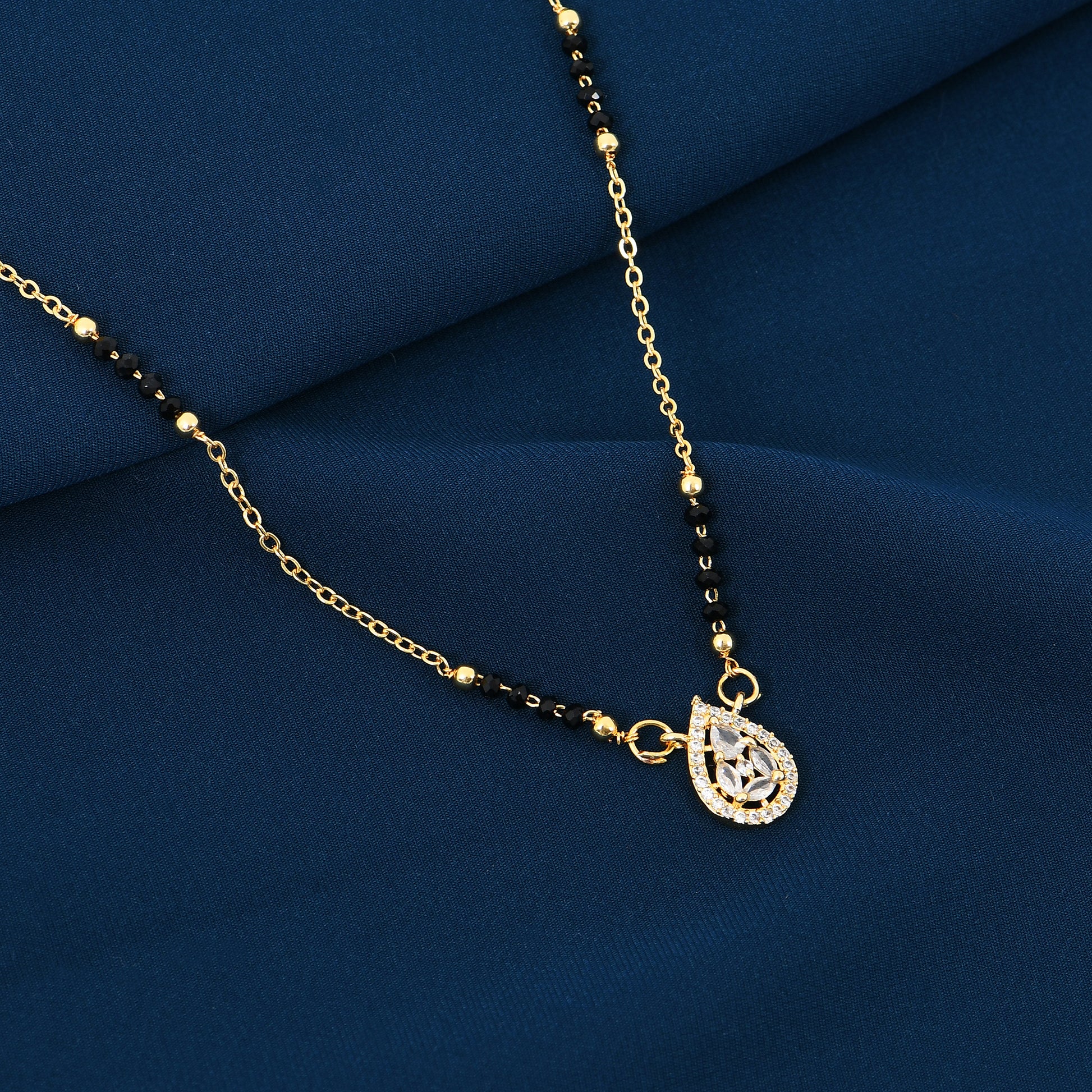 Gold Teardrop CZ Mangalsutra for Women – elegant cz mangalsutra design for daily wear