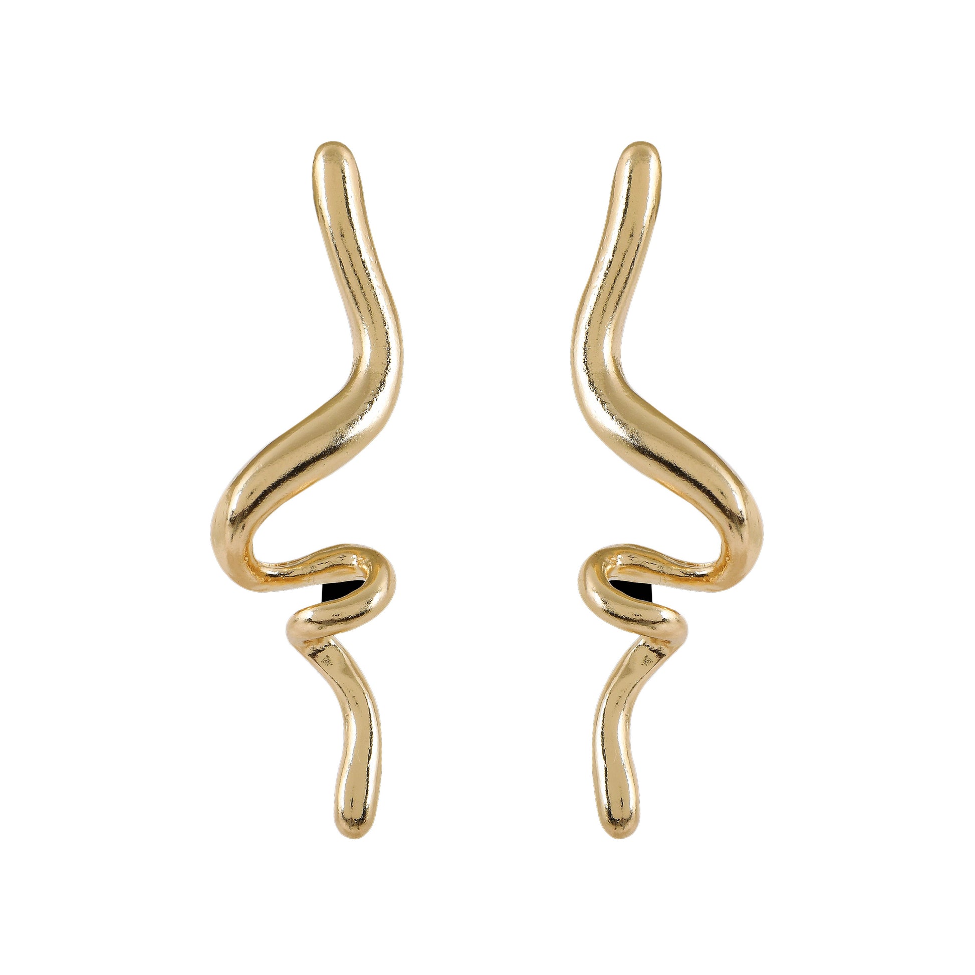Gold Wave Drop Earrings For Women – chic gold drop earrings for women with an elegant wave style
