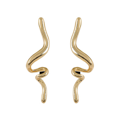 Gold Wave Drop Earrings For Women – chic gold drop earrings for women with an elegant wave style
