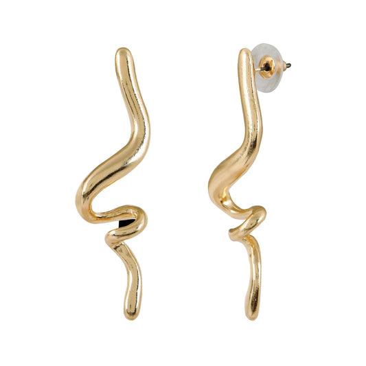 Gold Wave Drop Earrings For Women – stylish wave design earrings for modern and festive looks