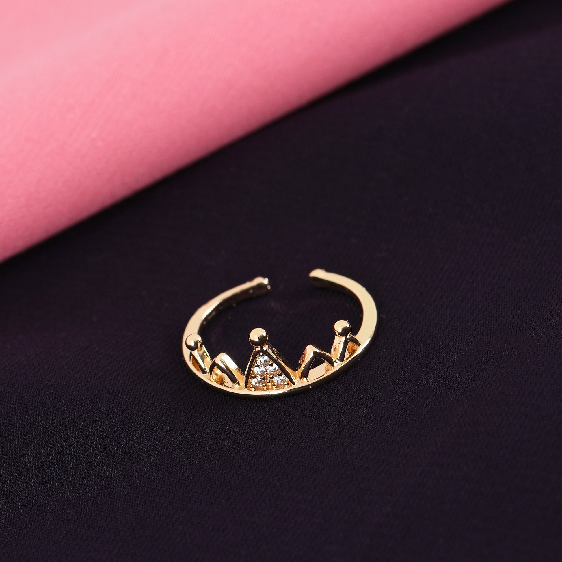 Golden Crown AT CZ Ring For Women – unique and trendy crown ring design