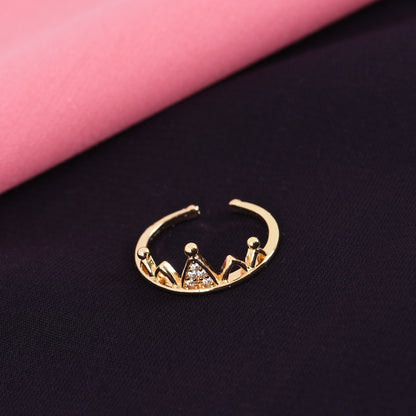 Golden Crown AT CZ Ring For Women – unique and trendy crown ring design
