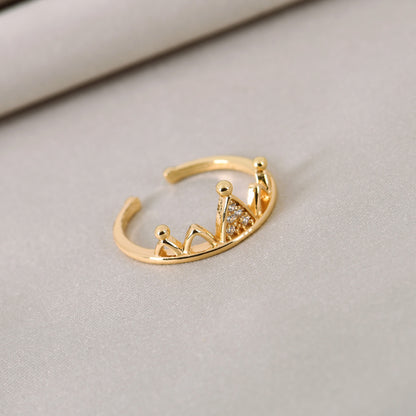 Golden Crown AT CZ Ring For Women – elegant crown ring with sparkling CZ stones