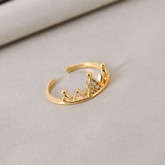 Golden Crown AT CZ Ring For Women – elegant crown ring with sparkling CZ stones