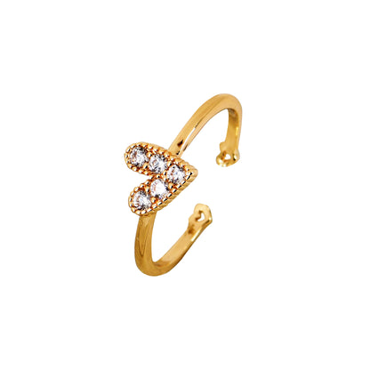 Golden Heart CZ Gold Ring for Women – romantic and elegant heart rings for women

