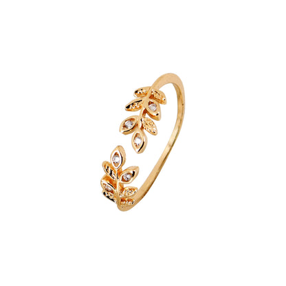 Golden Nature Grace CZ Ring For Women – perfect ring for wife with elegant gold tone and sparkling CZ stones