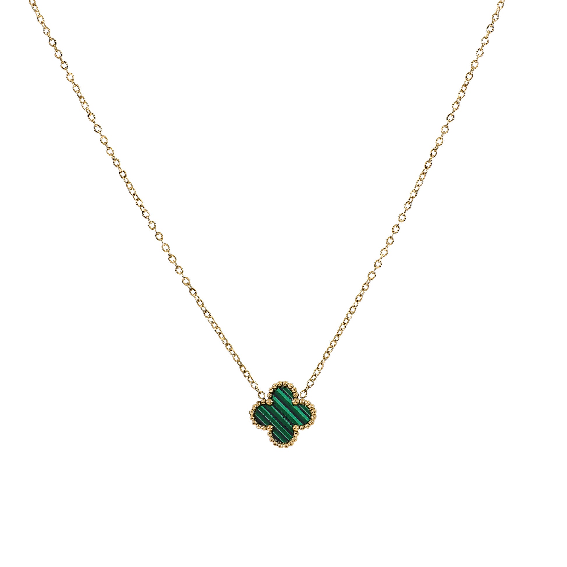Trendy Green Clover necklace design in gold – perfect blend of style and simplicity for modern women