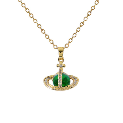 Green Orb Gold Pendant Chain Necklace For Women – a refined gold necklace design and price perfect for daily or occasion wear