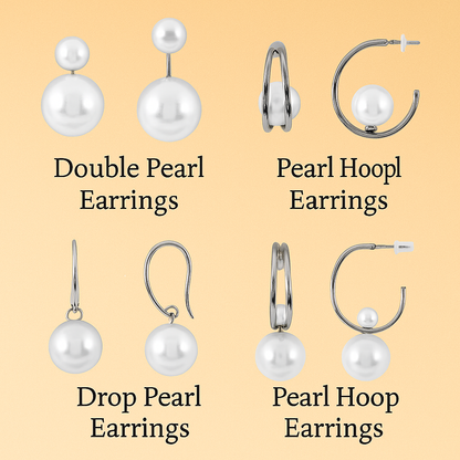 Pearl Earrings Combo Set for Women – 4 Styles featuring elegant pearl stud earrings for daily wear and special occasions