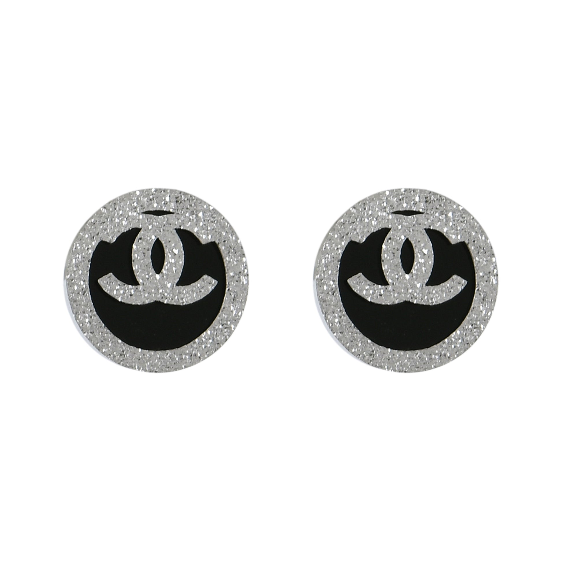Silver Glitter Logo Studs For Women – elegant silver stud earrings for women perfect for daily wear