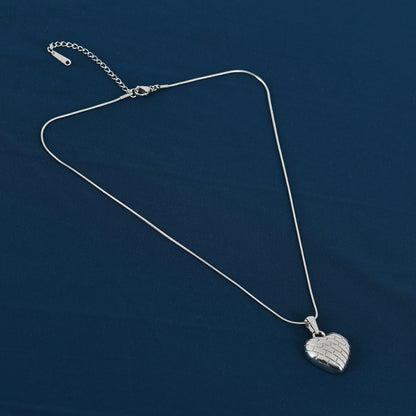 silver Puffy Heart Necklace for Women – trendy heart necklaces for women crafted in a bold, modern style