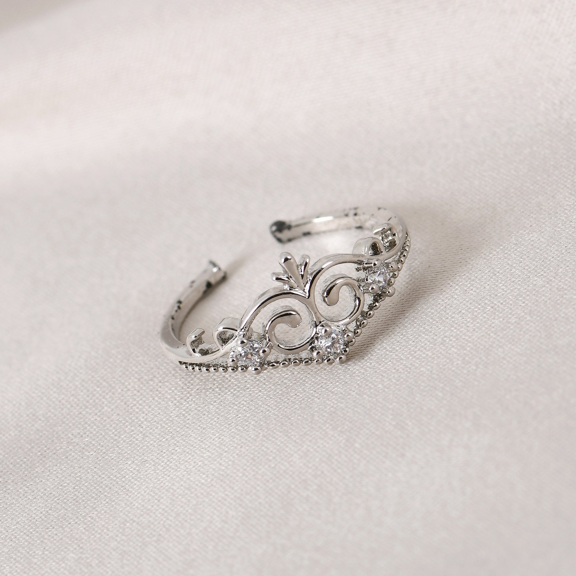Silver Tiara CZ Ring for Women – ideal choice in engagement rings for women with timeless elegance