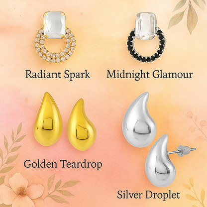 Timeless Spark Combo Elegant Daily Party Wear Earrings Set of 4 – artificial party wear earrings for women