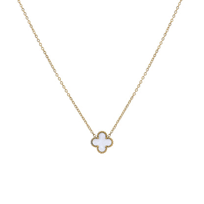 White Shell Clover Necklace featuring refined gold necklace designs for women with a modern touch