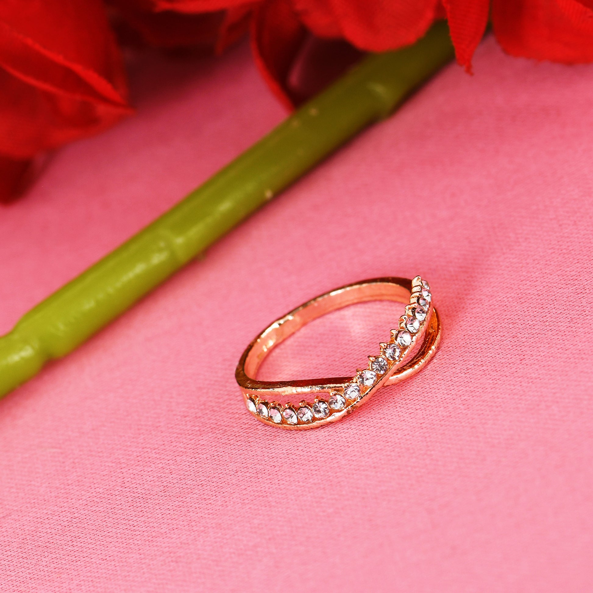 Women’s CZ Combo Rings – 4 Set with elegant rose ring design for women